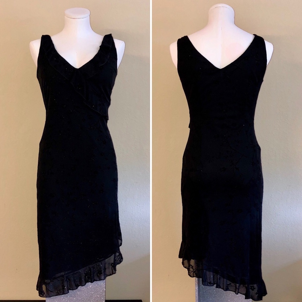 Black Floral Print Dress Jrs Size 5/6 GUC